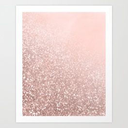 Rose Gold Sparkles on Pretty Blush Pink VI Art Print