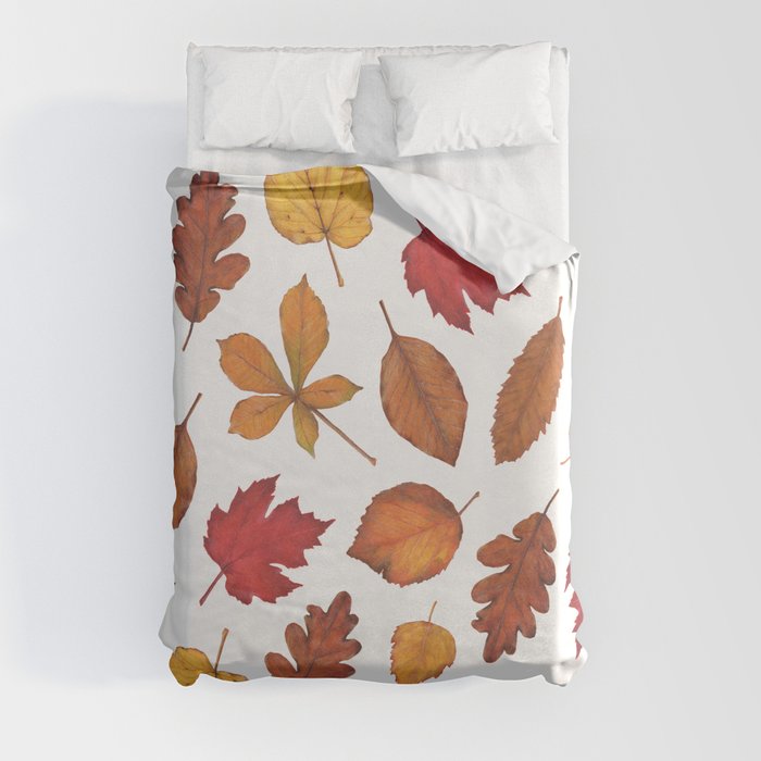 Autumn Leaves Watercolor Pattern | Fall Leaves | Autumn Foliage Design | Duvet Cover