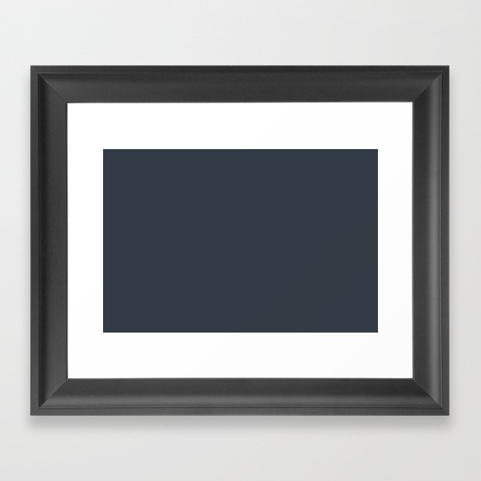 Dark Blue Gray Solid Color Pairs Pantone Sea Storm 19-4108 TCX Shades of Blue Hues Framed Art Print