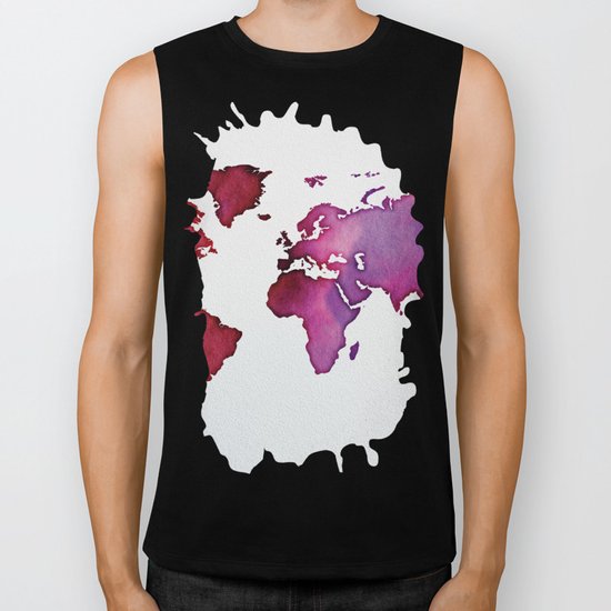 Red & Pink World Map Biker Tank