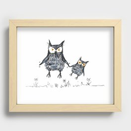 baby owl learning to fly Recessed Framed Print