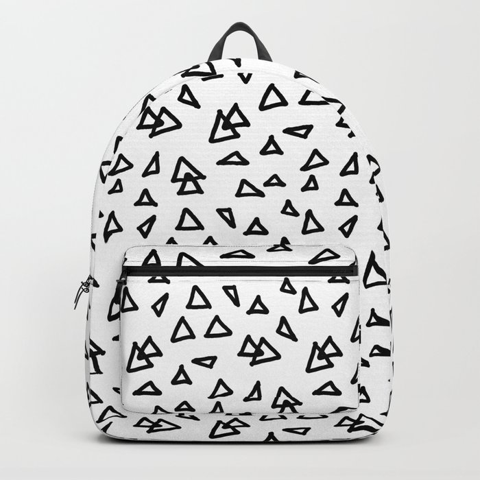 Modern geometric hand drawn minimalist black triangles pattern Backpack
