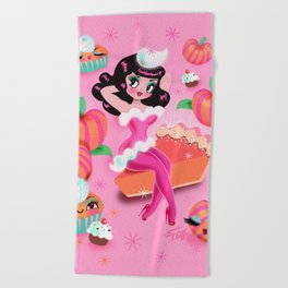 Pumpkin Pie Kawaii Pinup Girl Beach Towel