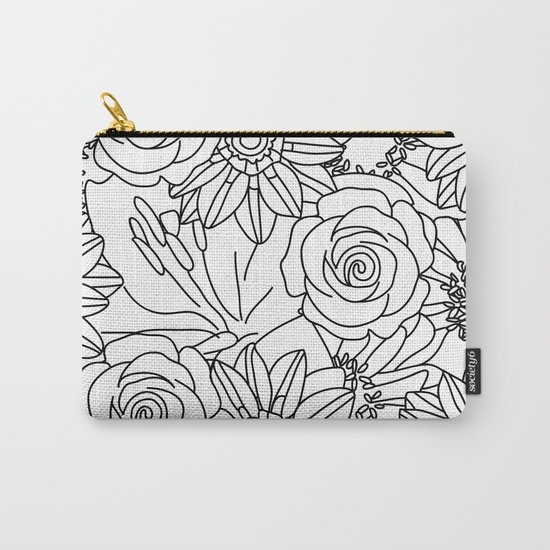 FLOWERS OF SUMMER B/W COLOUR IN Carry-All Pouch