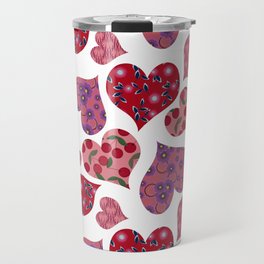 Seamless pattern with hearts with floral ornament Travel Mug