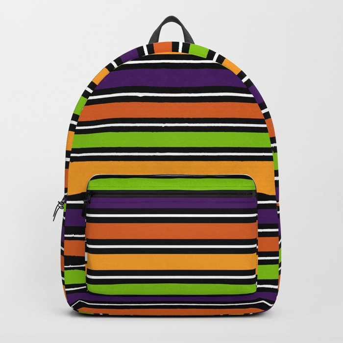 Modern colorful halloween October 31 abstract stripes Backpack