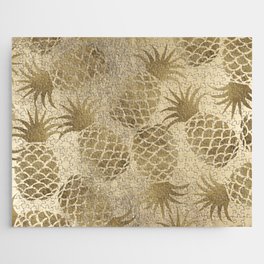 Elegant luxury gold tropical pineapple illustration Jigsaw Puzzle