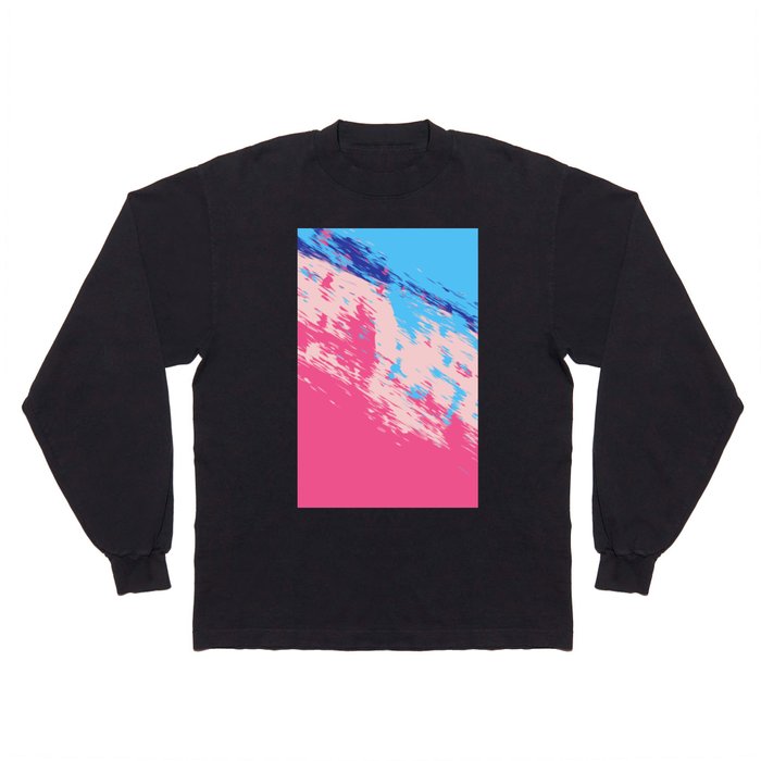 Brush - Abstract Colourful Art Design in Pink and Turquoise Long Sleeve T Shirt