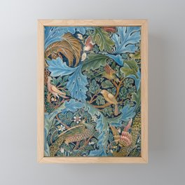 William Morris Woodland Forest Birds Tapestry Framed Mini Art Print