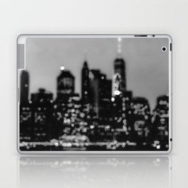New York City Manhattan skyline at night black and white Laptop Skin