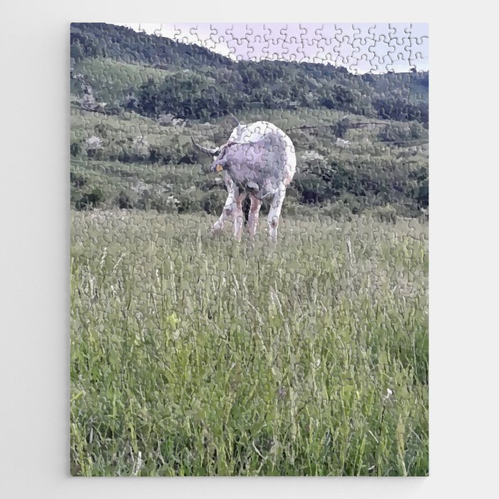 White cow pasture Jigsaw Puzzle