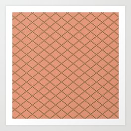 Sweater Weather - Coral/Gold Lattice Art Print