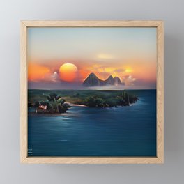 Caribbean landscape sunset   Framed Mini Art Print