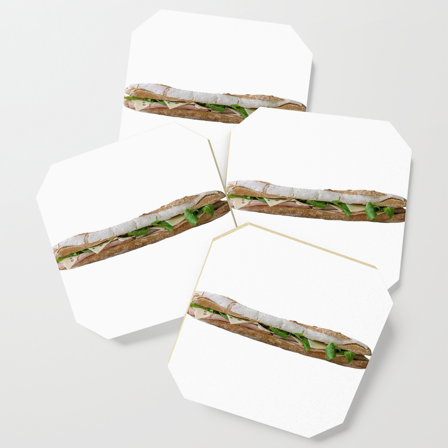 Baguette Stuffed With Cheese Salad Baked Ham Coaster By Sergiopazzano Society6