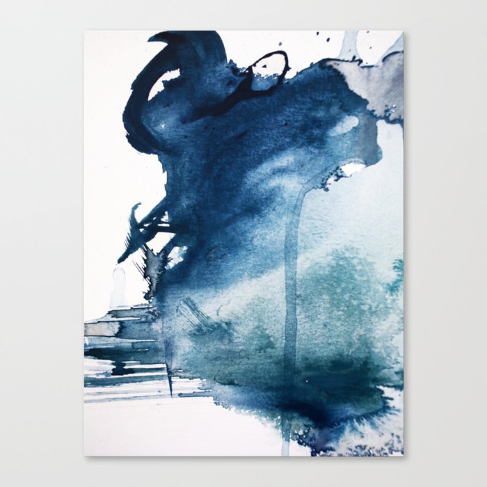Pacific Grove: a pretty minimal abstract piece in blue by Alyssa Hamilton Art Canvas Print