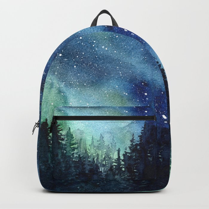 Watercolor Galaxy Nebula Northern Lights Painting Backpack