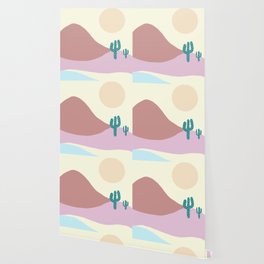 The Pink mountain and blue lagoon Wallpaper