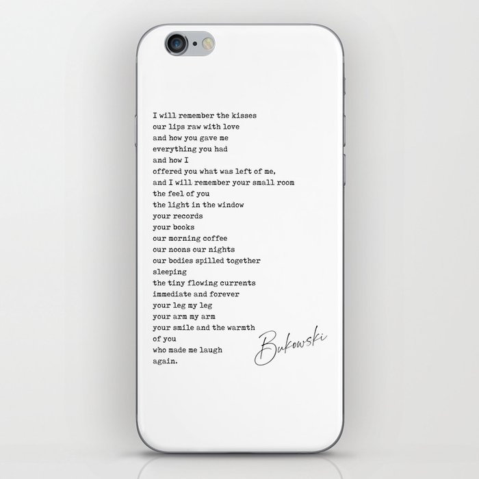 Raw with love - Charles Bukowski Poem - Literature - Typewriter Print iPhone Skin
