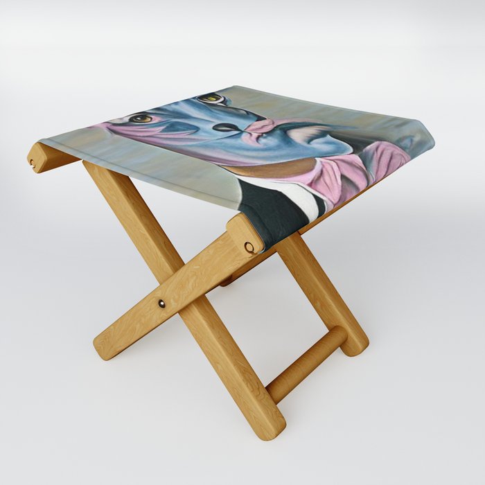 Panther Feelin' Blue Portrait Folding Stool