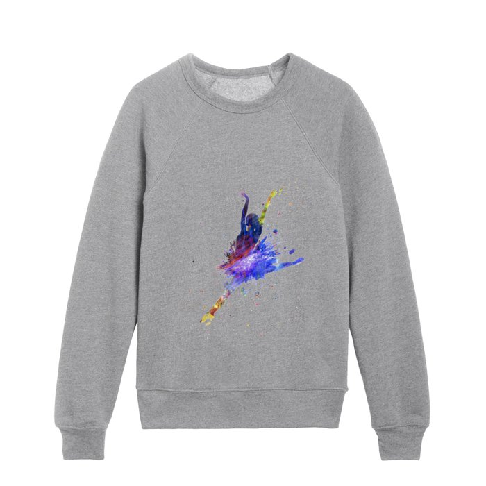 Classical ballet dancer in watercolor Kids Crewneck