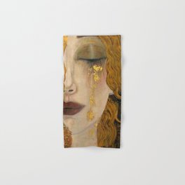 Golden Tears (Freya's Heartache) portrait painting by Gustav Klimt Hand & Bath Towel