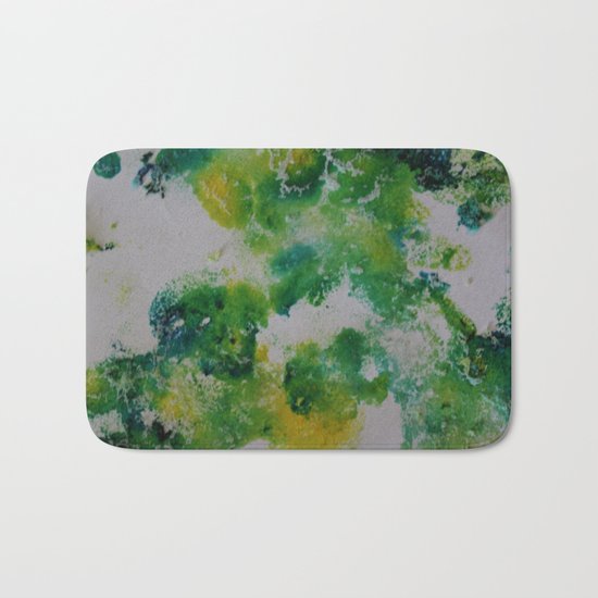 Its about space - in greens and yellows Bath Mat