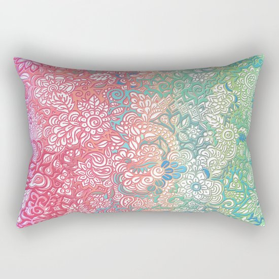 Soft Pastel Rainbow Doodle Rectangular Pillow
