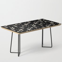 Organic Hieroglyph Abstract Pattern in Black and Almond Cream Coffee Table