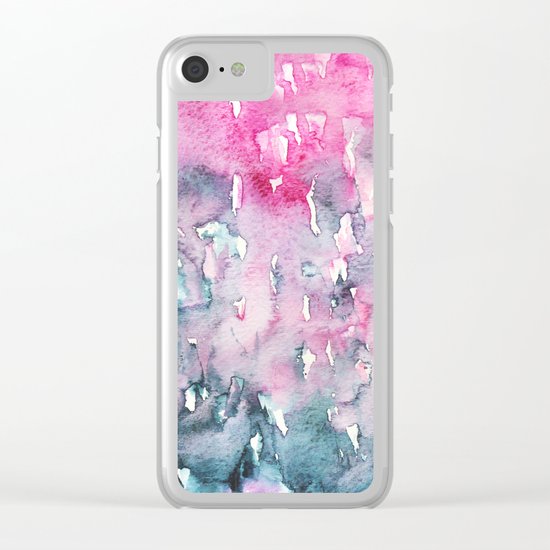 When indigo loves pink || watercolor Clear iPhone Case