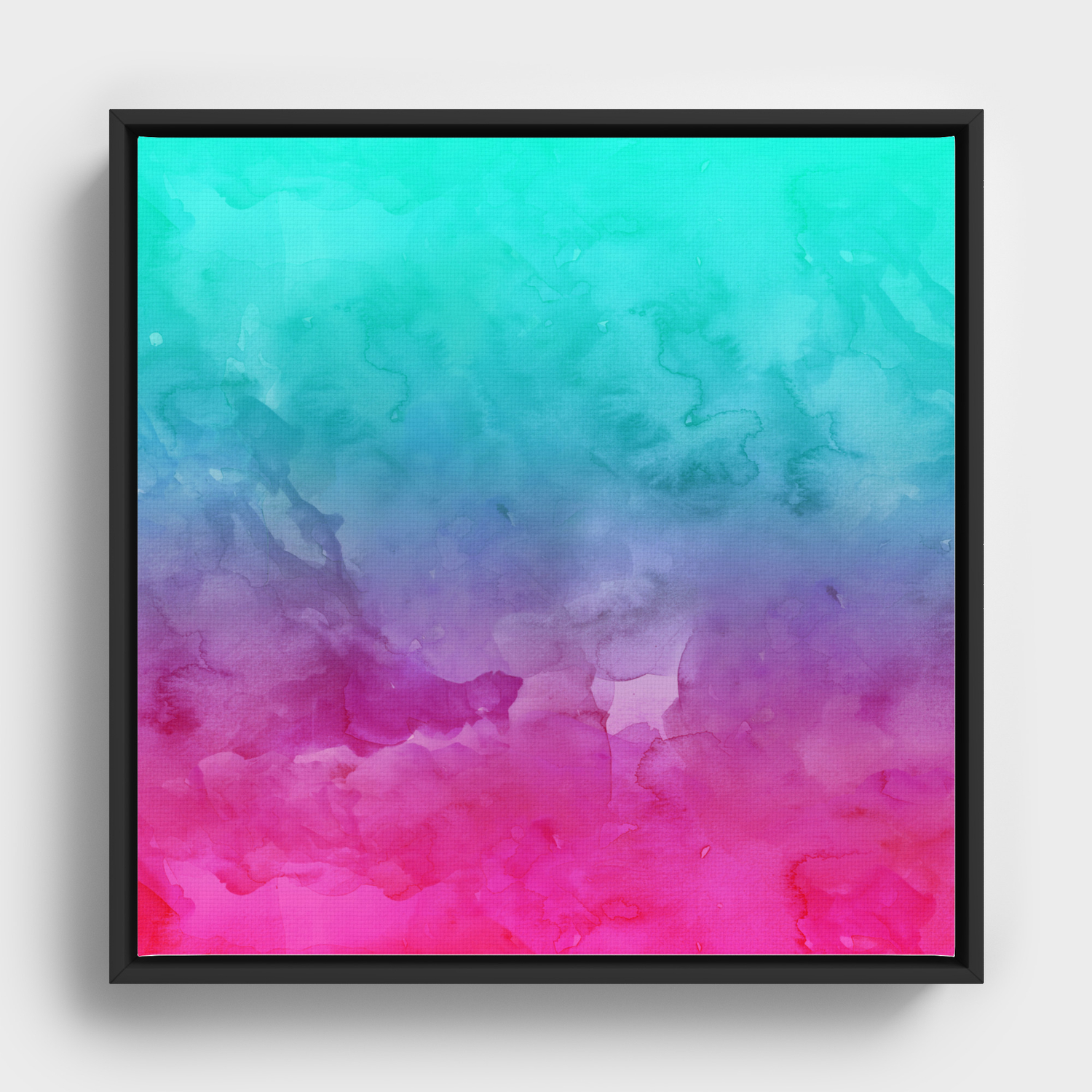 Modern bright summer turquoise pink watercolor ombre hand painted background  Framed Canvas by Girly Trend by Audrey Chenal | Society6