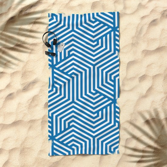 Honolulu Blue Blue Minimal Vector Seamless Pattern Beach Towel By Makeitcolorful Society6