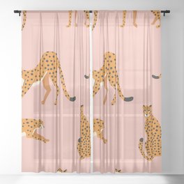 Cheetahs pattern on pink Sheer Curtain | Nature, Drawing, Cheetah, Bigcat, Abstract, Seamless, Jungle, Graphic, Background, Print 