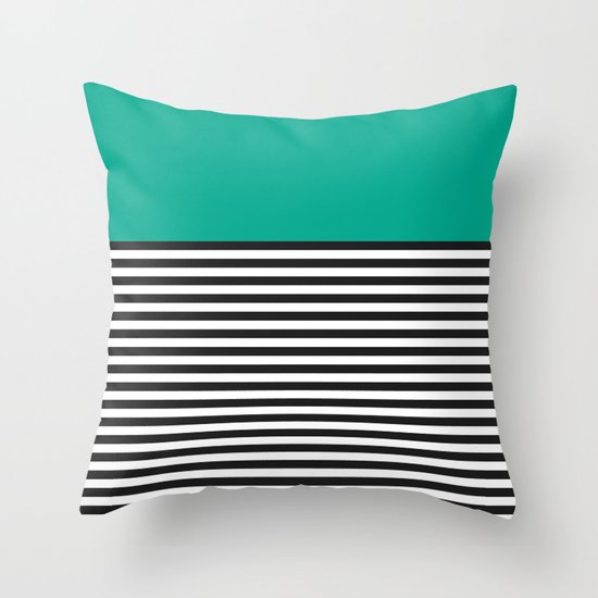 STRIPE COLORBLOCK {EMERALD GREEN} Throw Pillow