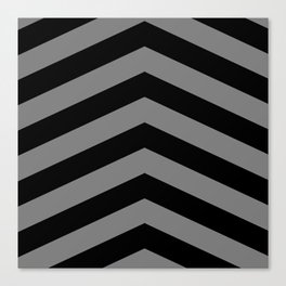 Wide Grey and Black Chevron Stripes Canvas Print