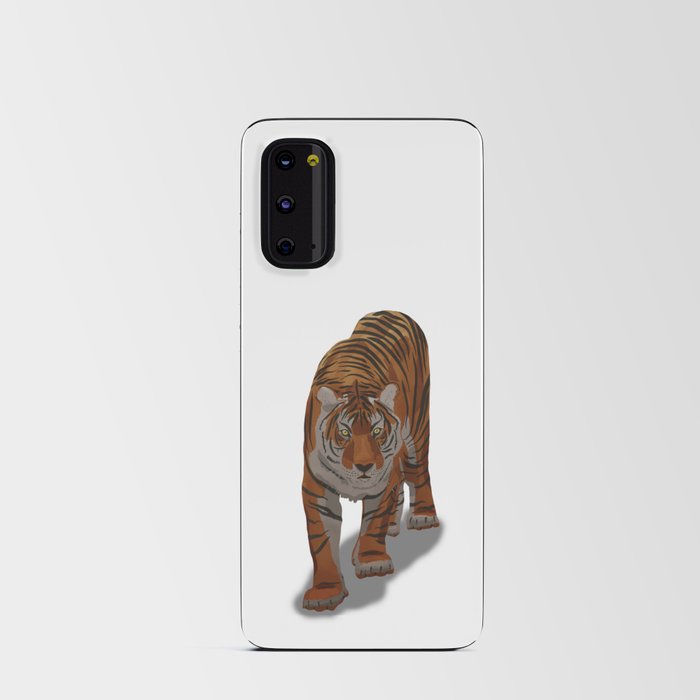 brown tiger walking from the front, digital painting Android Card Case