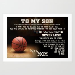 Baketball Family - To my son - Love mom Art Print
