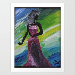 Lady In Red Dress Art Print