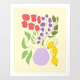 Lemons and Flowers Art Print