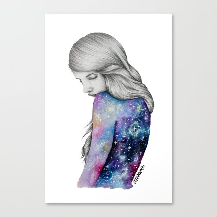 Galaxy Girl Watercolour Painting Series 1 Canvas Print By
