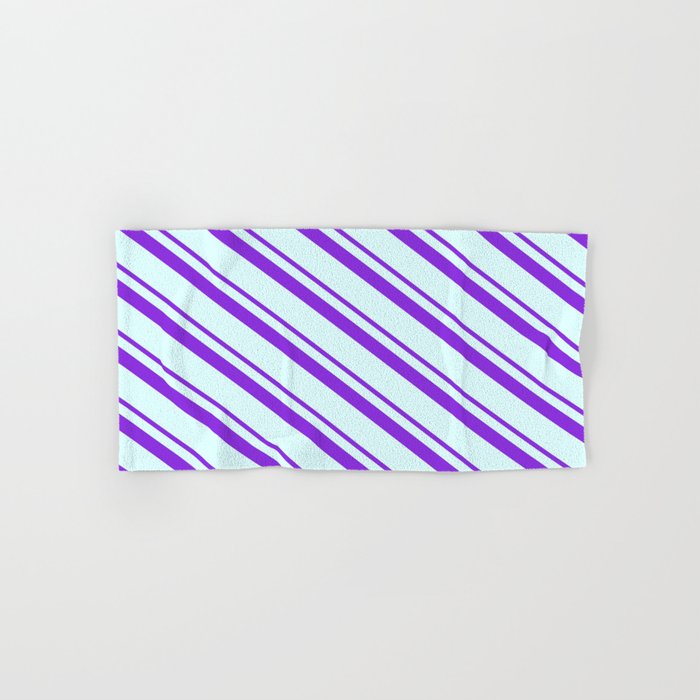Purple & Light Cyan Colored Lines/Stripes Pattern Hand & Bath Towel
