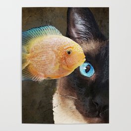 Wishful Thinking 2 - Siamese Cat Art - Sharon Cummings Poster