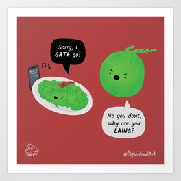 Laing and Gata Filipino Pun Joke Comic Art Print | Filipinofood, Spicy, Drawing, Philippinecuisine, Gata, Laing, Bicol, Coconut, Philippines 