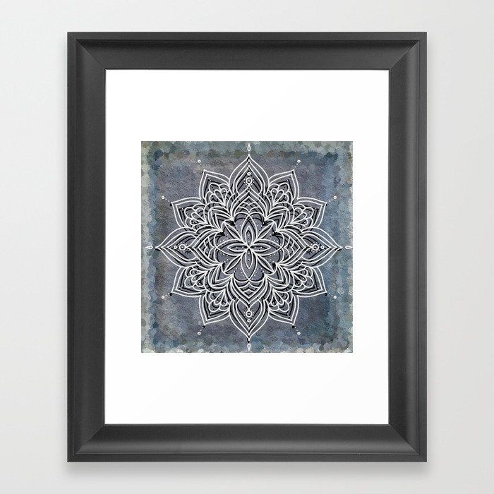 Slate Blue Mandala Framed Art Print