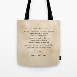 Haruki Murakami Quote 01 - Typewriter Quote on Old Paper - Minimalist Literary Print Tote Bag