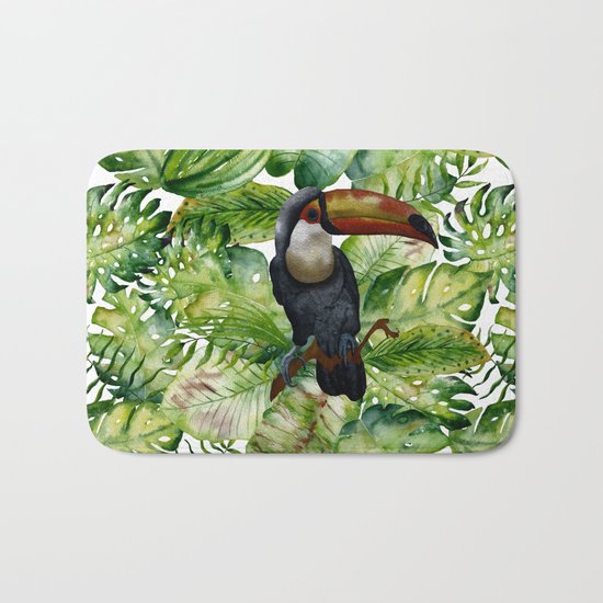 Toucan tropical and exotic Bird on #Society6 Bath Mat