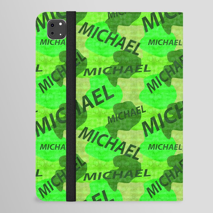 michael pattern in green colors and watercolor texture iPad Folio Case