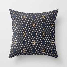 Navy & Gold Diamond Geometric Throw Pillow