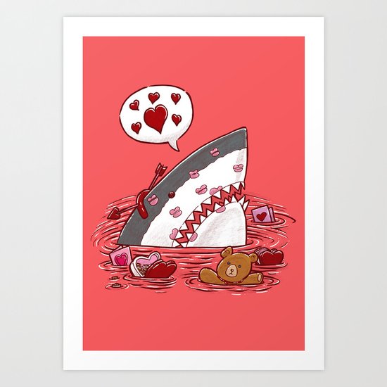 The Valentine's Day Shark Art Print