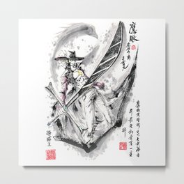 Chinese Ink Dracule Mihawk One Piece Metal Print | Weeb, Japanese, Japan, Mangaka, Shonenanime, Gamer, Watercolor, Manga, Animatedfilm, Game 