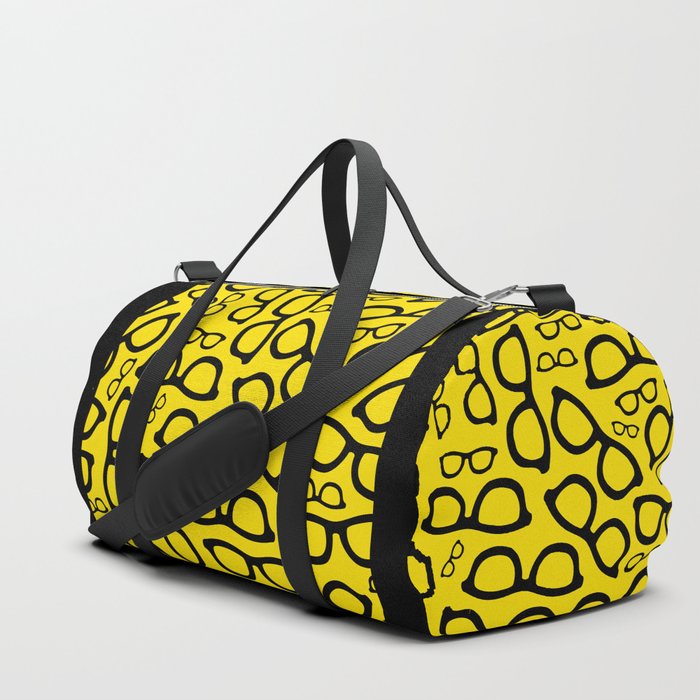 black and yellow duffle bag
